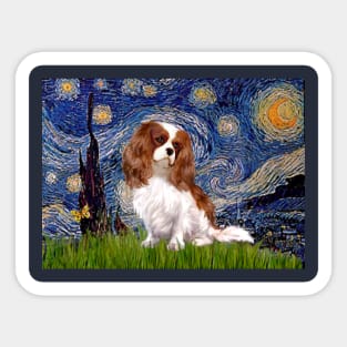 Blenheim Cavalier King Charles Spaniel in Starry Night Sticker